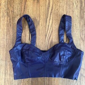 Zara purple leather crop top